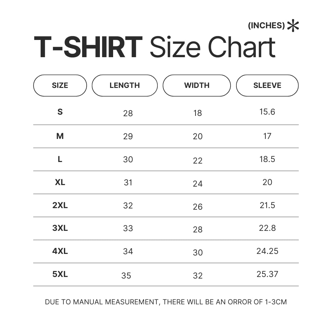 T shirt Size Chart - Falling In Reverse Shop