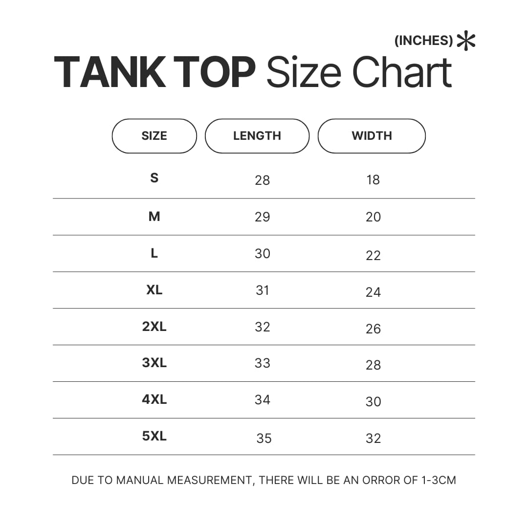 Tank Top Size Chart - Falling In Reverse Shop
